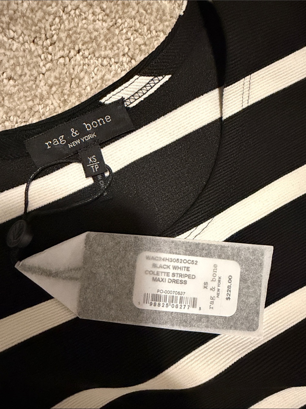 rag & bone Black and White Striped Sleeveless Maxi Dress - Picture 2 of 3